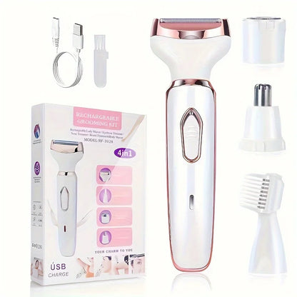 4-in-1 Electric Lady Shaver – Painless Cordless Body Hair Removal Epilator & Trimmer, Perfect Gift for Women