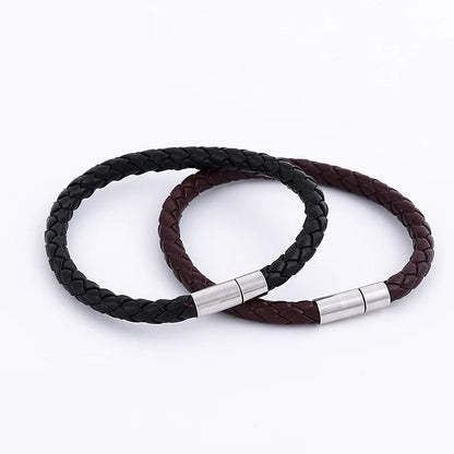 2PCS Men’s PU Leather Magnetic Bracelet Set - Elegant Business Style Gift for Mature & Stylish Men