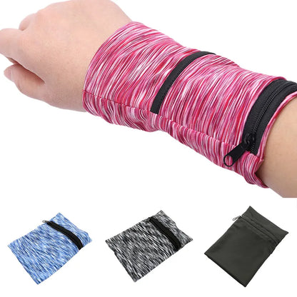 Lightweight Zipper Running Bag - Wrist Wallet Pouch for Phone, Key, Card - Sweatband for Gym, Fitness, Sports, Cycling - Wristband Arm Bag