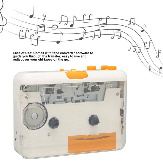 USB Cassette Converter – Portable MP3 Music Tape Player with Earphones, Plug & Play for iPod & PC