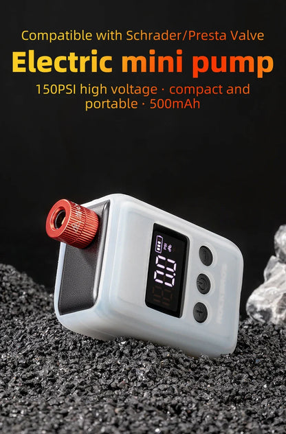 ROCKBROS 150 PSI Portable Bike Air Pump – Digital Tire Inflator, Rechargeable Mini Compressor