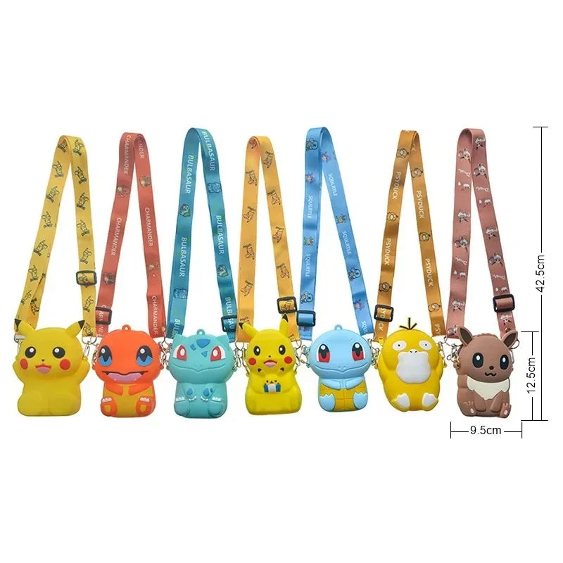 Cute Pikachu Silicone Purse – Pokémon Anime Shoulder Bag for Kids, Small Storage Princess Messenger Gift