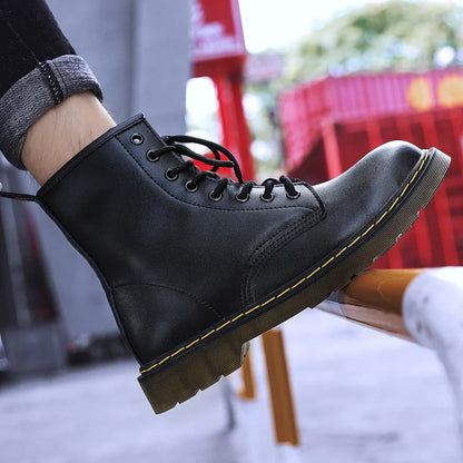 Men's Genuine Leather Six-Hole Boots – Classic British Style Riding Ankle Boots for Outdoor Wear, Size 35-48