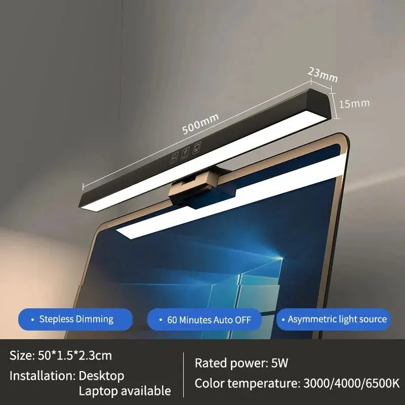 LED Monitor Light Bar Desk Lamp – 33cm & 50cm USB-Powered Dimmable Screen Light for Office & Reading