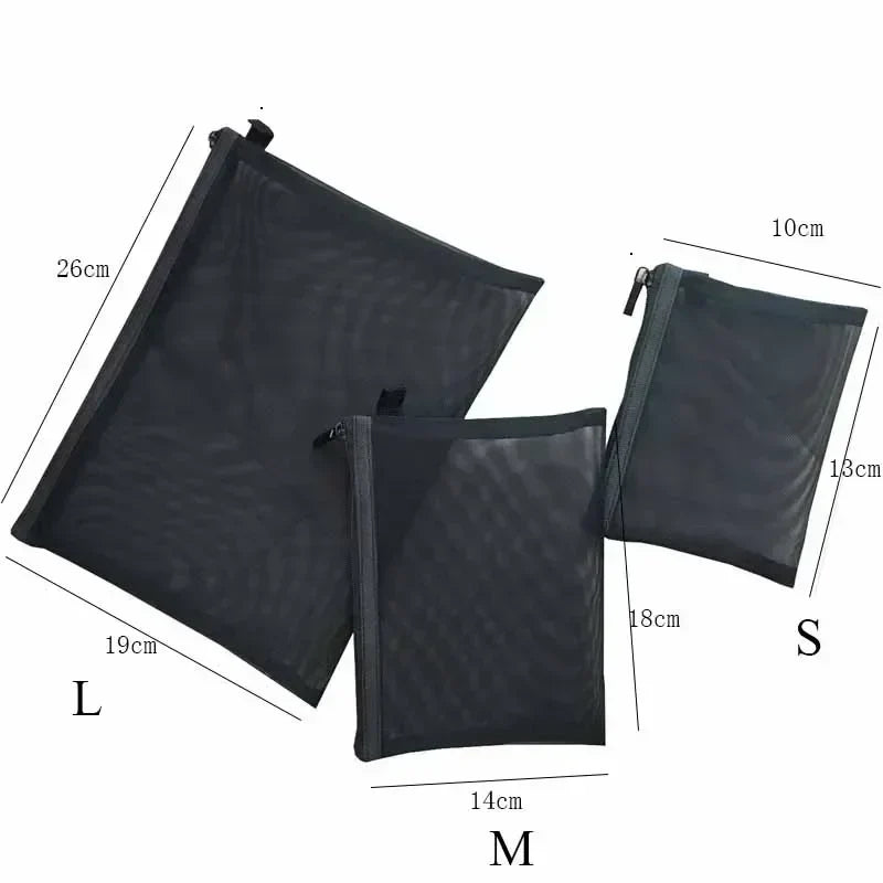 Female Makeup Pouch – Portable Small & Large Mesh Cosmetic Bag, Toiletry Beauty Case, Travel Makeup Organizer Storage Bag