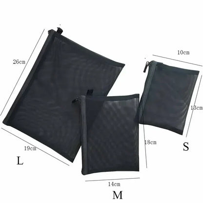 Female Makeup Pouch – Portable Small & Large Mesh Cosmetic Bag, Toiletry Beauty Case, Travel Makeup Organizer Storage Bag