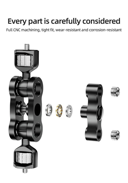 BEXIN TM-5 Articulating Magic Arm with Dual Ball Head, 1/4" Screw for Tripod, Phone Clip, LED Light, LCD Monitor, and Microphone