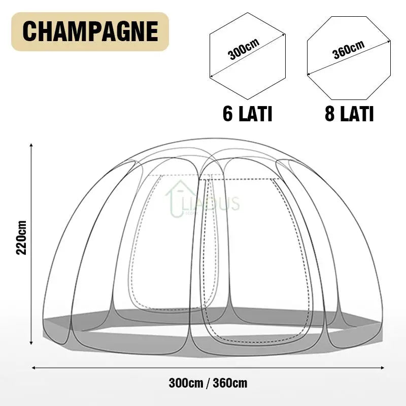 Camping Star Transparent Folding Tent – 4-8 Person Portable Spherical Tent, Rain/Windproof, Quick Opening for Outdoor Use