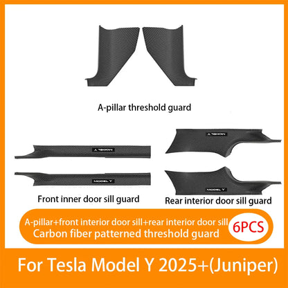 Tesla Model Y Juniper 2025+ Door Threshold Strips – ABS Anti-Scratch & Dirt-Resistant Interior Accessories for Front & Rear Doors