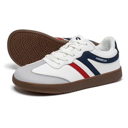 HOBIBEAR Unisex Wide Toe Faux Fur Sneakers – Retro Leather Lace-Up Casual Shoes for Men & Women