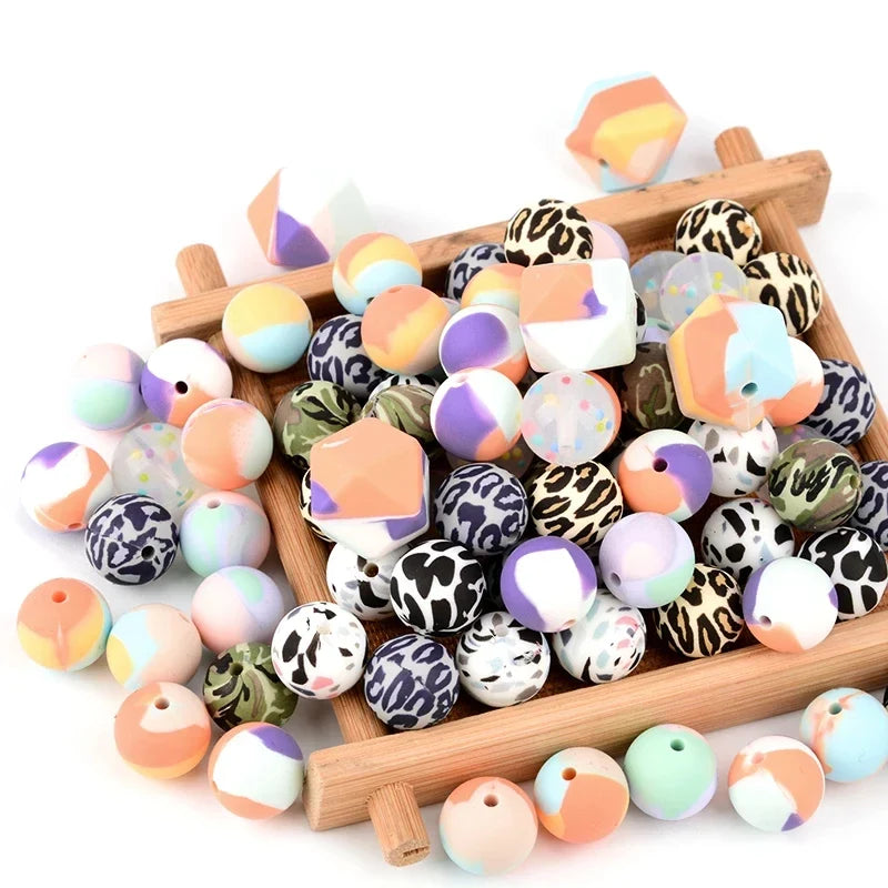 LOFCA Silicone Teething Beads - 20pcs 15mm Round Baby Chew Beads for DIY Teether Toys Infant Accessories
