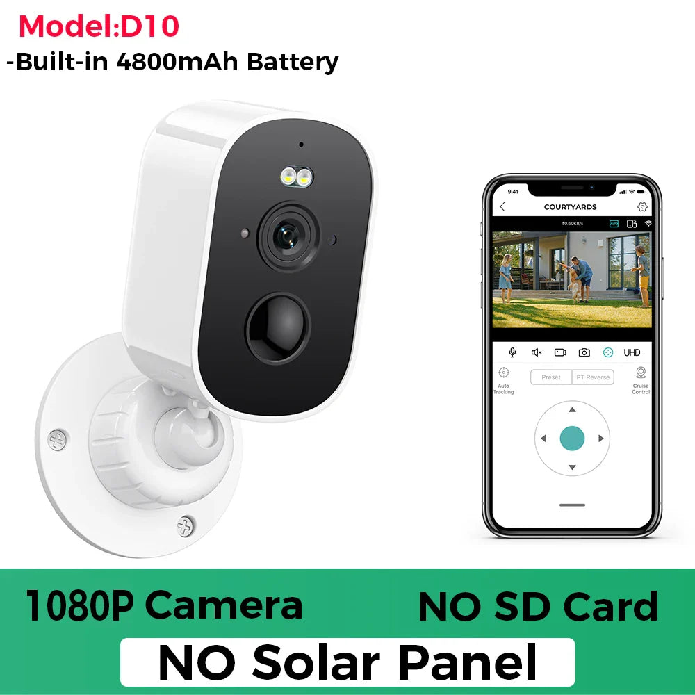 1080P WiFi Solar Security Camera – Wireless Outdoor Bullet Camera with PIR Motion Alarm, Two-Way Audio & Cloud Storage