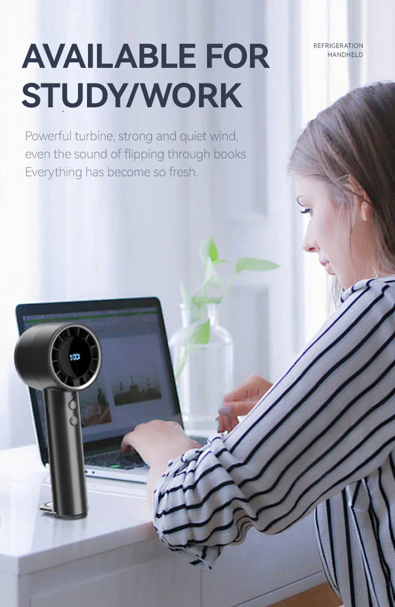 Silent High-Speed USB Handheld Fan – Portable Small Fan with LED Display, High Wind Power, and Cooling Air Conditioner Function