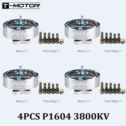 T-Motor P1604 FPV Brushless Motor — KV2850 6S / KV3800 4S, 2mm Shaft for 3.5-Inch Freestyle Sub-250g Racing Drone