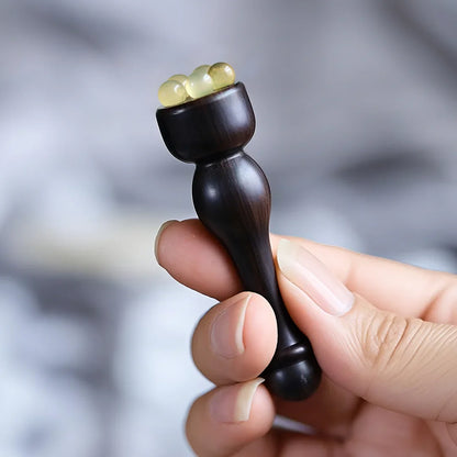 Small Lotus Pod Wooden Facial Massager - Natural Wood Skin Care & Relaxation Tool