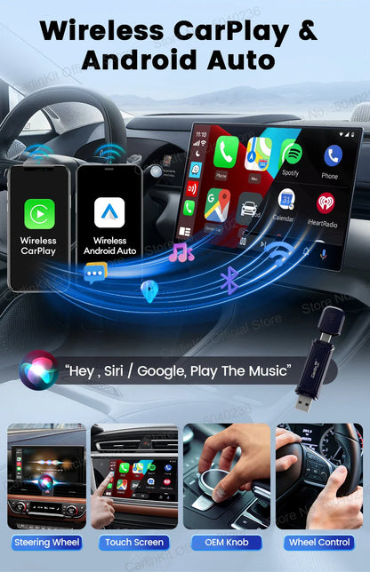 CarlinKit 5.0 Mini 5 Pro — Wireless CarPlay & Android Auto USB Dongle with WiFi & Bluetooth