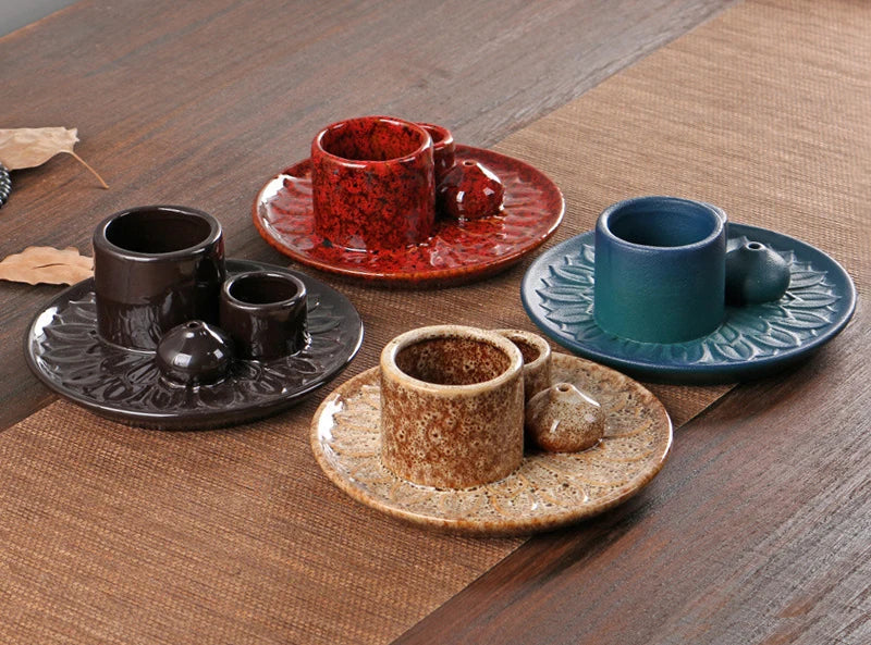 Ceramic Palo Santo Sticks Holder – 4 in 1 Incense Burner, Sage Holder & Ash Catcher Tray for Meditation & Yoga Room