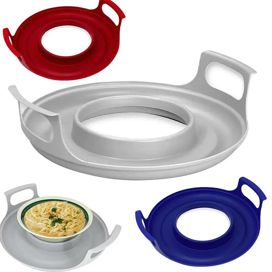 Easy-Clean Microwave Plate Tray – Durable PP Anti-Deformed Steam Holder for Bowls & Plates