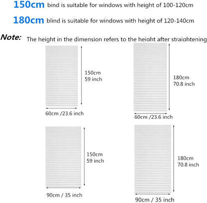 Self-Adhesive Pleated Blinds for Windows - Cordless Fabric Blinds, No Drill Installation, Room Darkening Shades for Bathroom
