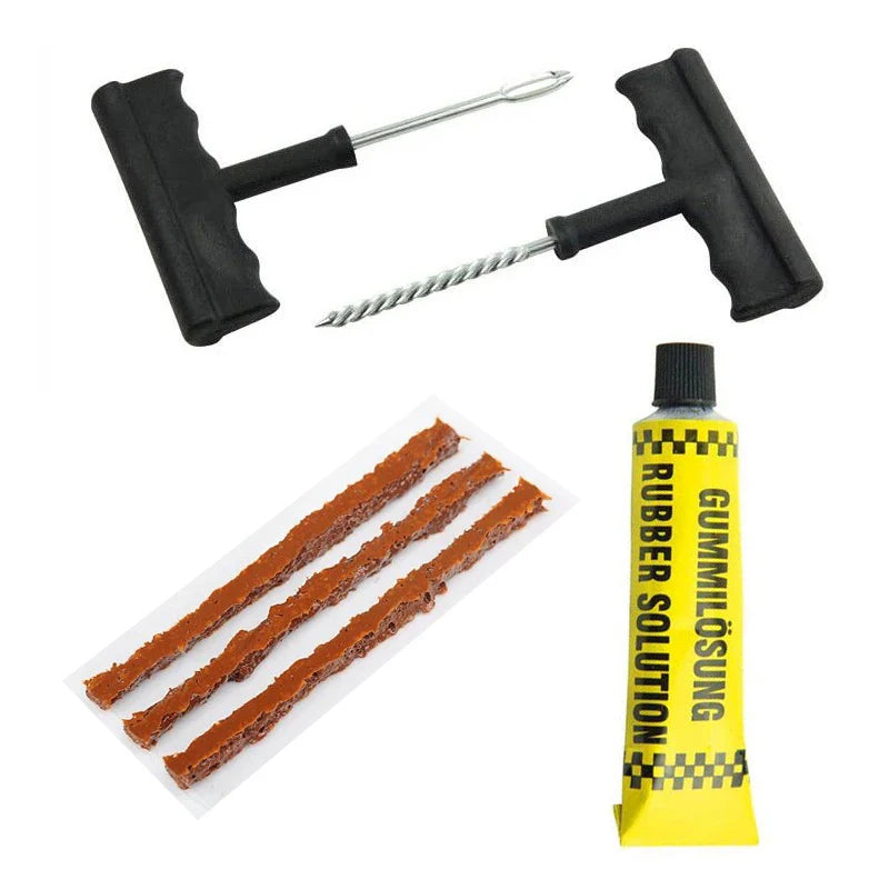 Car & Motorcycle Tire Repair Kit – Tubeless Tyre Puncture Plug Set with Rubber Strips for Truck & Vacuum Tire Repairs