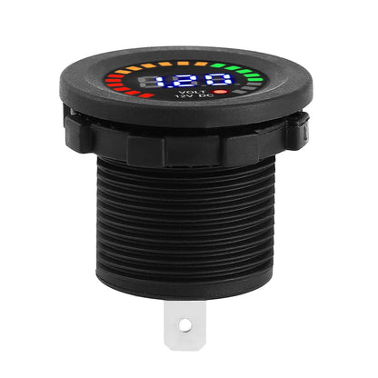 12V Motorcycle LED Digital Display Voltmeter Waterproof Voltage Gauge Meter for Motorbike Battery Monitoring Black Universal Use