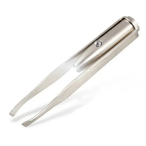 Portable Stainless Steel Eyebrow Tweezer with LED Light – Smart Design Makeup Tool for Hair Removal