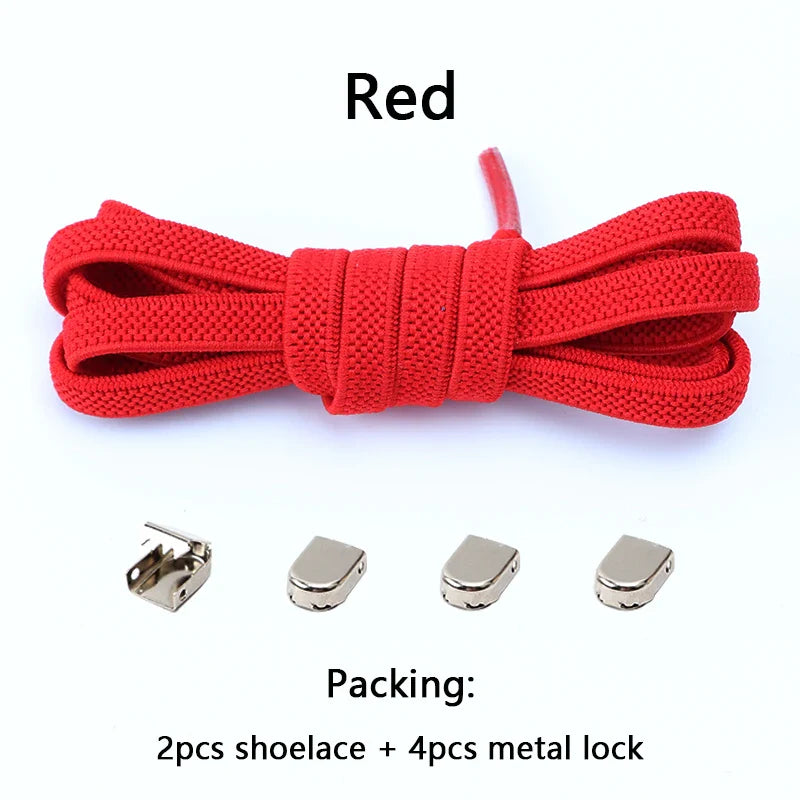 No-Tie Elastic Shoelaces – One Size Fits All Sneakers for Adults & Kids, Flat Tieless Shoestrings