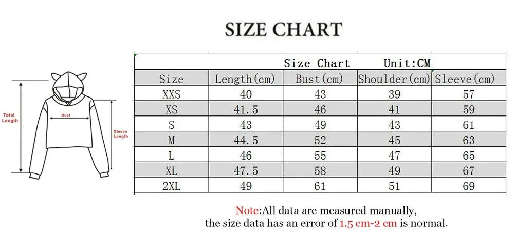Kpop Demon Hunters Cat Ears Crop Top Sweatshirt – Long Sleeve Girls Fashion Hoodie