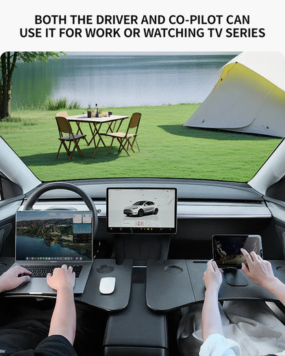 YZ Portable Steering Wheel Laptop Tray for Tesla Model 3/Y/X/S 2018-2025 – Travel Desk & Car Office Table Accessory