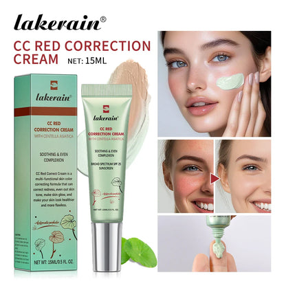 CC Red Correction Cream – Liquid Full Coverage Waterproof Foundation for Redness, Long-Lasting Face Cosmetic