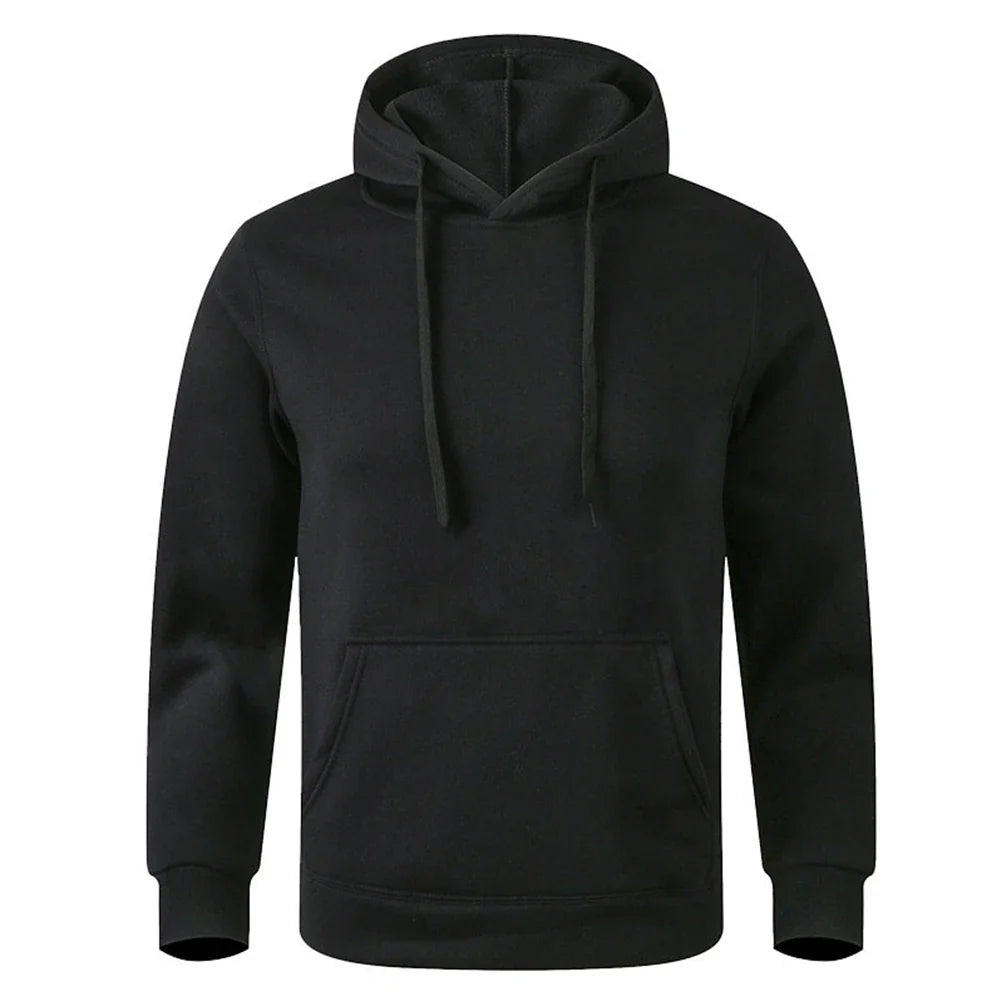 Unisex Warm Sweatshirt — Casual Solid Color Streetwear Pullover with Pocket, Sport & Fitness Hoodie in Multiple Colors