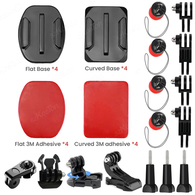 Universal Helmet Adhesive Mount Kit – Flat & Curved Sticky Mounts for GoPro 8–13, Insta360, DJI Osmo Action, AKASO & SJCAM