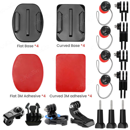 Universal Helmet Adhesive Mount Kit – Flat & Curved Sticky Mounts for GoPro 8–13, Insta360, DJI Osmo Action, AKASO & SJCAM