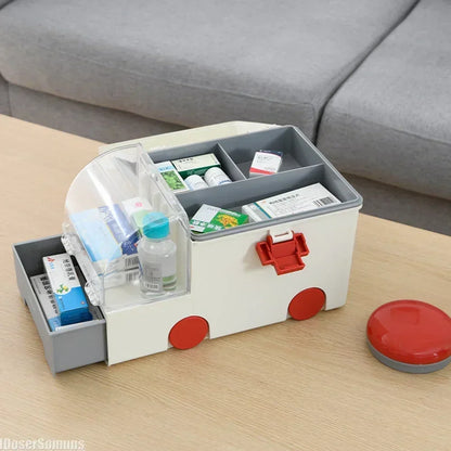 Portable Ambulance Medicine Box – Large Capacity Household Medical Storage & Classification Organizer