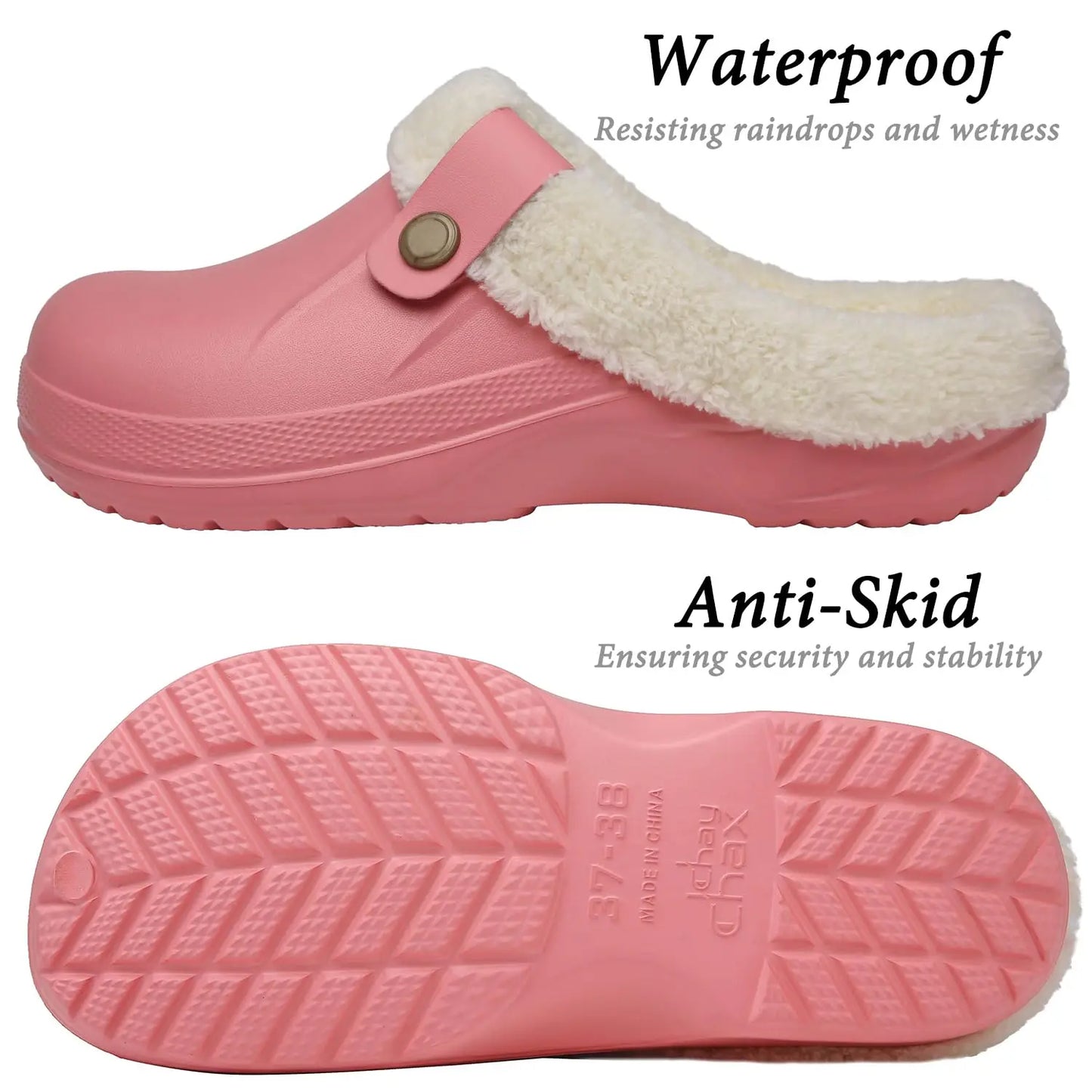 Bebealy Casual Women’s Garden Shoes & Warm Fluffy Men’s Waterproof Winter Slippers – Outdoor Antiskid Classic Leopard Design