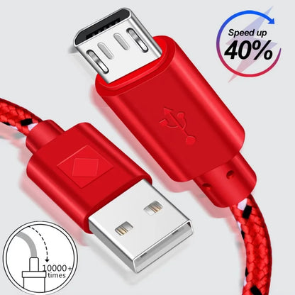 2.4A Micro USB Cable – Nylon Braided 0.5m/1m/2m/3m for Data Sync & Charging, Compatible with Samsung, Huawei, Xiaomi, Android