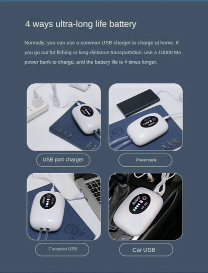 4800mAh USB Aquarium Air Pump - Portable & Ultra Silent Fish Tank Compressor for Indoor/Outdoor Use