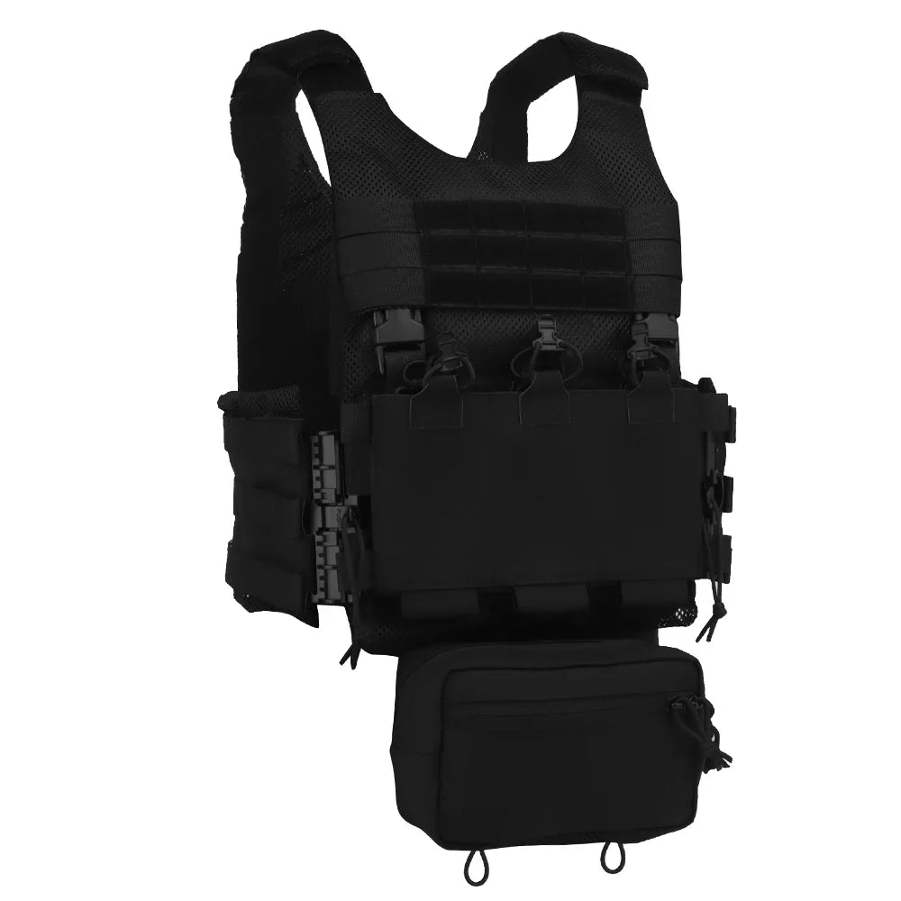 Tactical Vest LV119 Plate Carrier Set – Lightweight OTB Maritime Airsoft Hunting Vest with Underbelly Bag & Triple Mag Pouch
