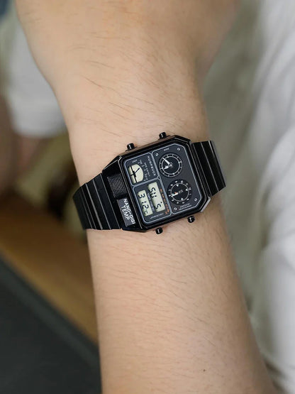 HUMPBUCK Men’s Digital Watch – Multifunctional Classic Wristwatch with Temperature, Stopwatch, Dual Time & Calendar