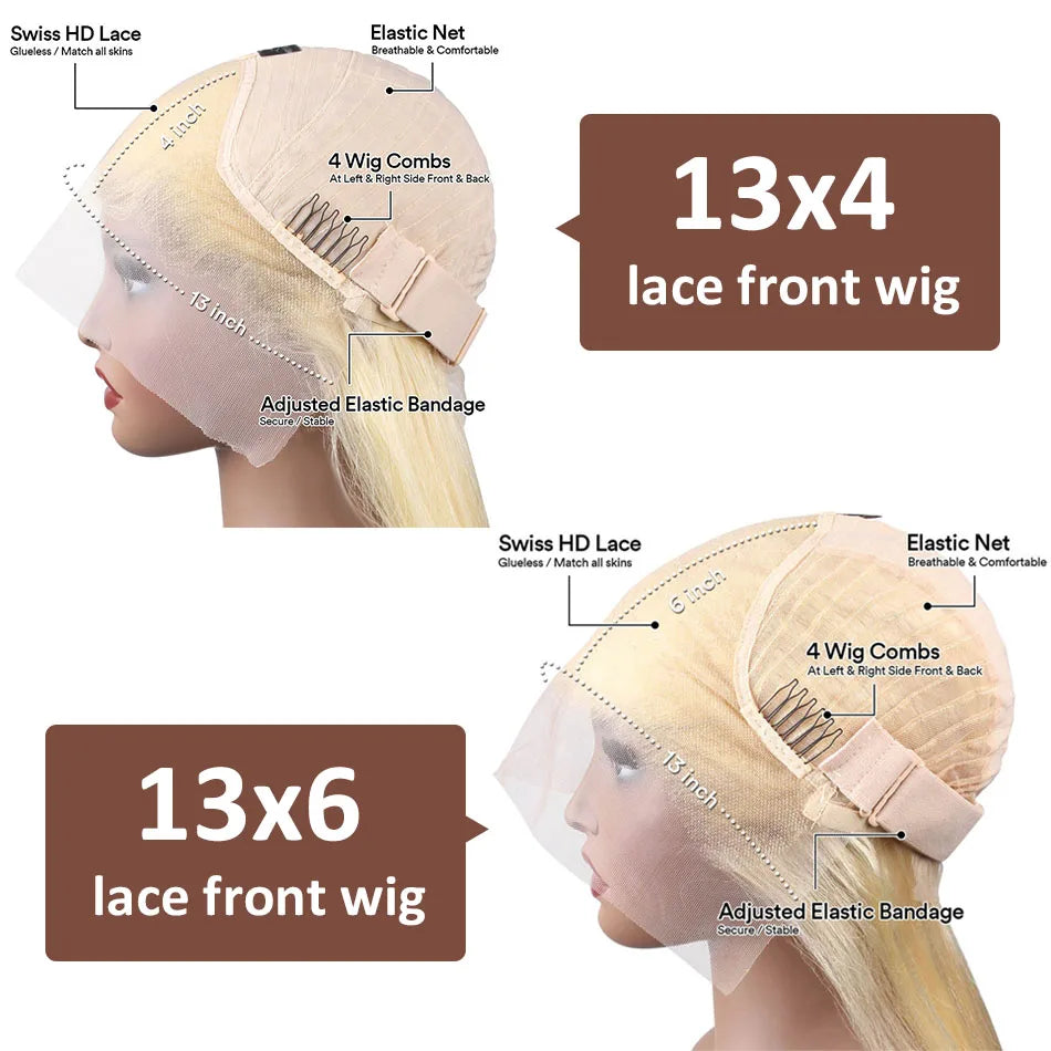613 Blonde Human Hair Lace Front Wig – Body Wave 13x6 & 13x4 HD Lace Frontal Wig for Women