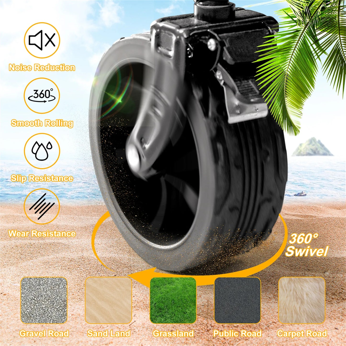 Wisfor Heavy Duty Foldable Wagon Cart — 440 Lbs Capacity, Adjustable Handle for Camping, Shopping & Beach