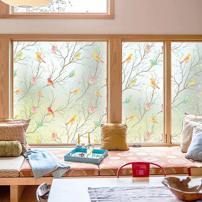 Non-Adhesive Static Cling Stained Glass Window Privacy Film - Sun Blocking, Heat Control Decorative Film
