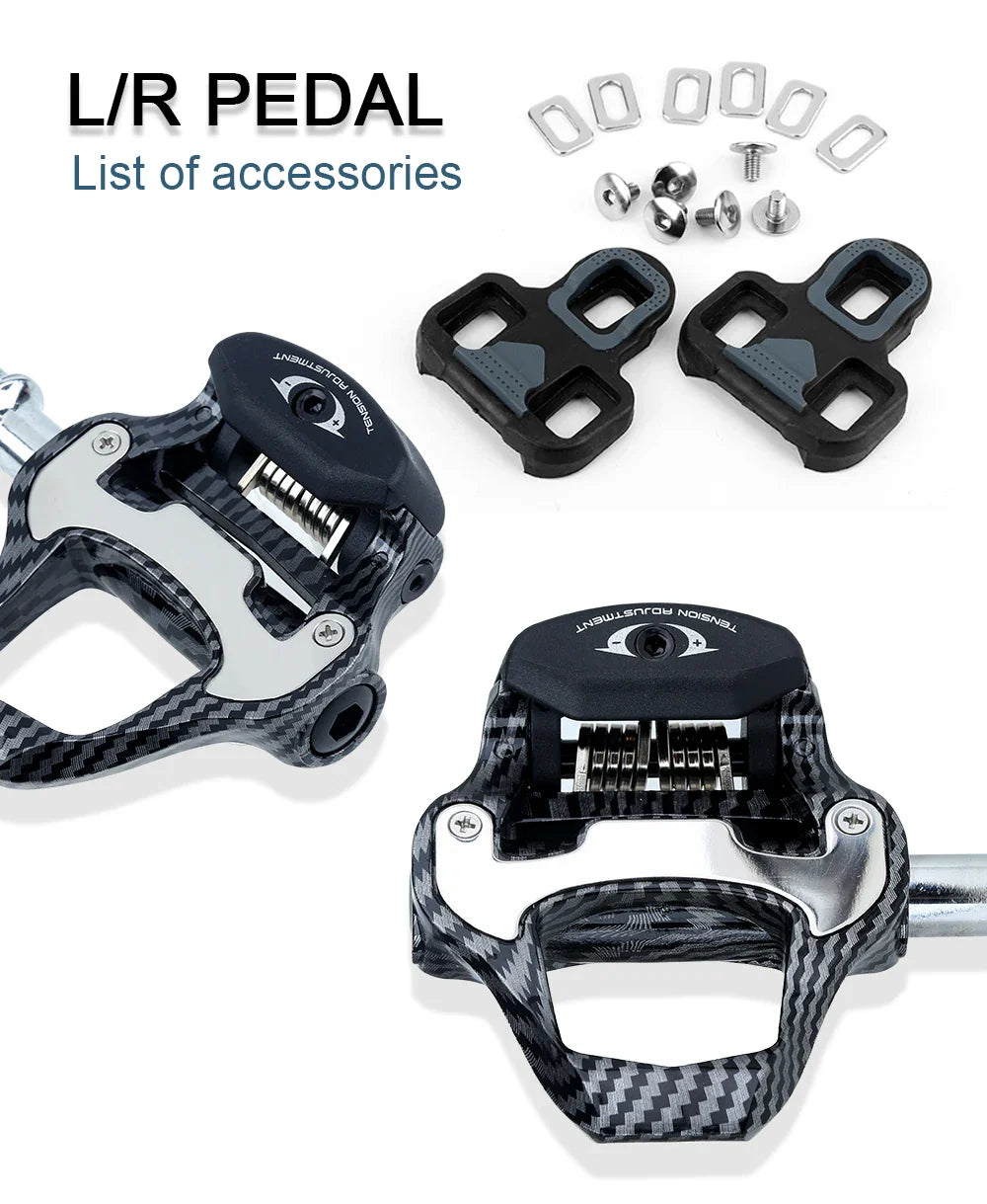 RACEWORK Carbon Fiber Road Bike Pedals Ultra-Light SPD Keo Self-Locking Professional Cycling Pedals