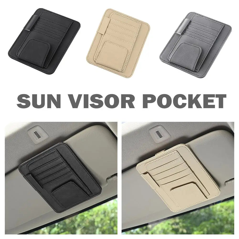 Car Sun Visor Organizer – Multi-Pocket Sunglasses & Business Card Holder, Auto Interior Accessory
