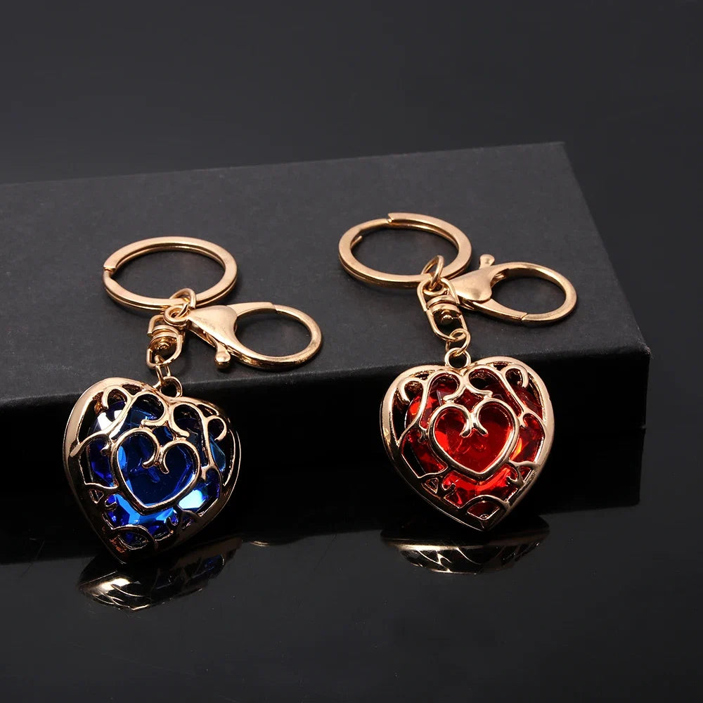 Skyward Sword Heart Keychain - Red Crystal Heart Container Pendant for Fans