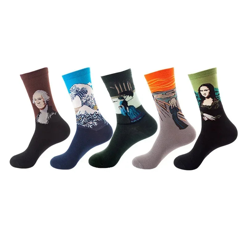 Men's Cotton Dress Socks 5-Pair Pack - Funny Casual Novelty Crew Socks Gift Set