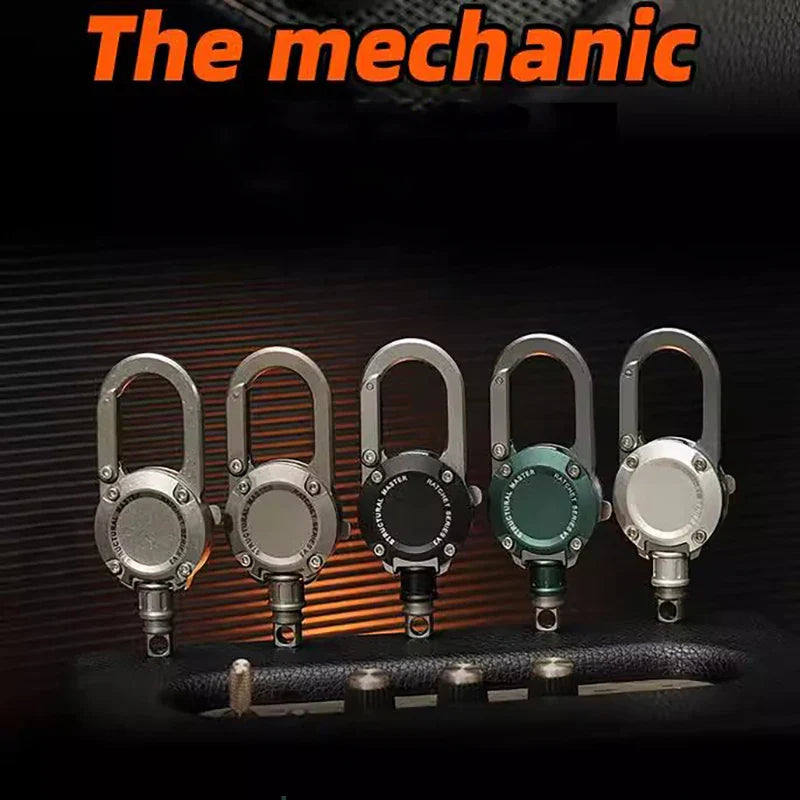 Titanium Alloy & Aluminum Carabiner Keychain — Retractable Anti-Lost Mountaineering Buckle for Men, Car Key Gift