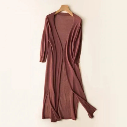 2024 Korean Women's Casual Long Sun Protection Cardigan – Soft, Comfortable, Loose Fit, Solid Color, Free Size Thin Sweater