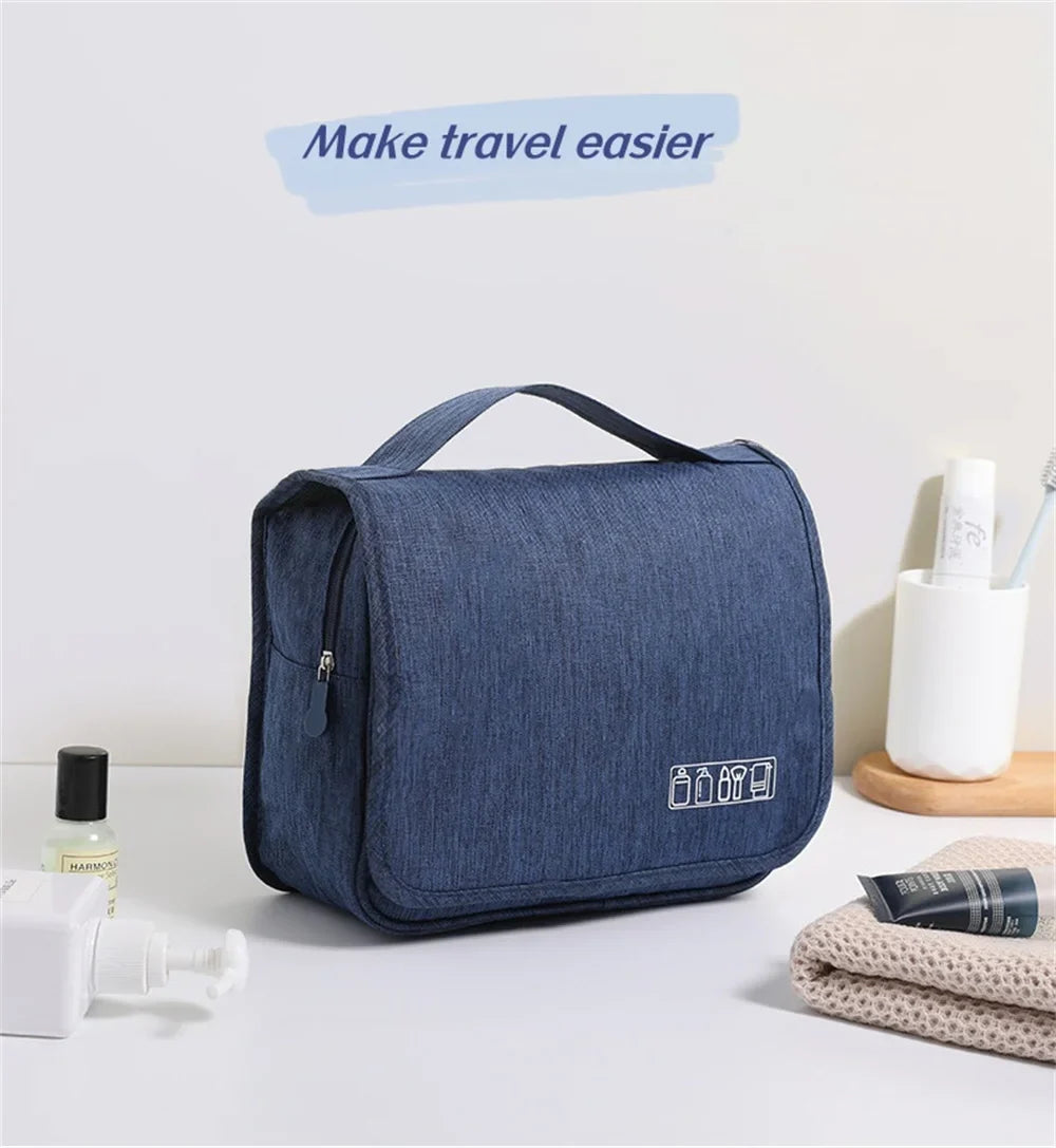 Portable Toiletry Washbag with Hanging Hook | Waterproof Cosmetic Storage Bag for Travel, Men & Women
