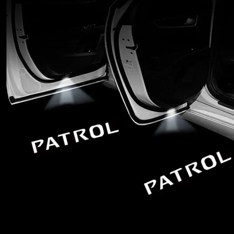 2PCS Car LED Door Projector Lights – Ghost Shadow Courtesy Lamp for Nissan Patrol Y62 2012–2021, Car Door Welcome Logo Accessories